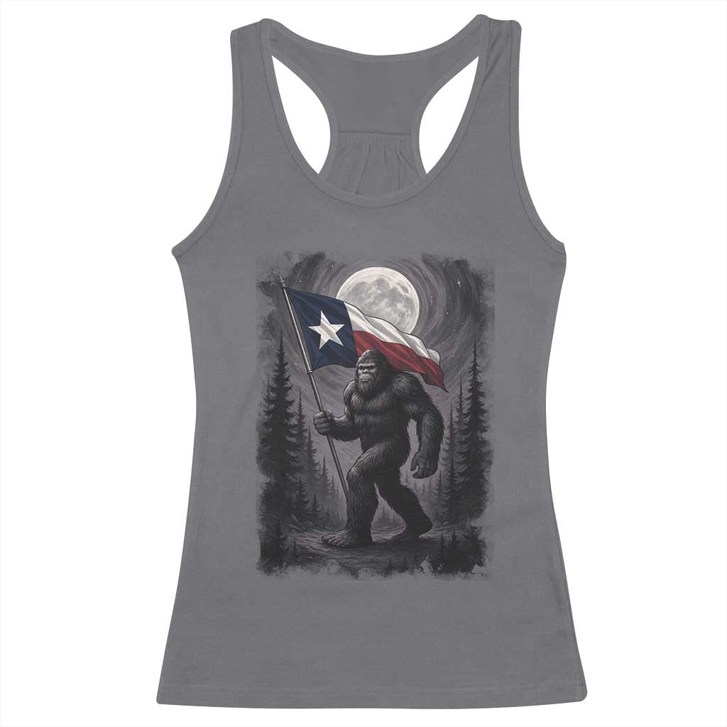 Bigfoot Texas Racerback Tank Top Forest Sasquatch Loves Rock On Hand Texas Flag - Wonder Print Shop