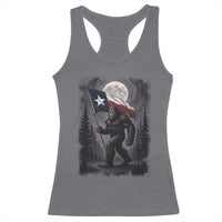 Bigfoot Texas Racerback Tank Top Forest Sasquatch Loves Rock On Hand Texas Flag - Wonder Print Shop