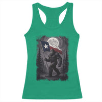 Bigfoot Texas Racerback Tank Top Forest Sasquatch Loves Rock On Hand Texas Flag - Wonder Print Shop