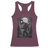 Bigfoot Texas Racerback Tank Top Forest Sasquatch Loves Rock On Hand Texas Flag - Wonder Print Shop