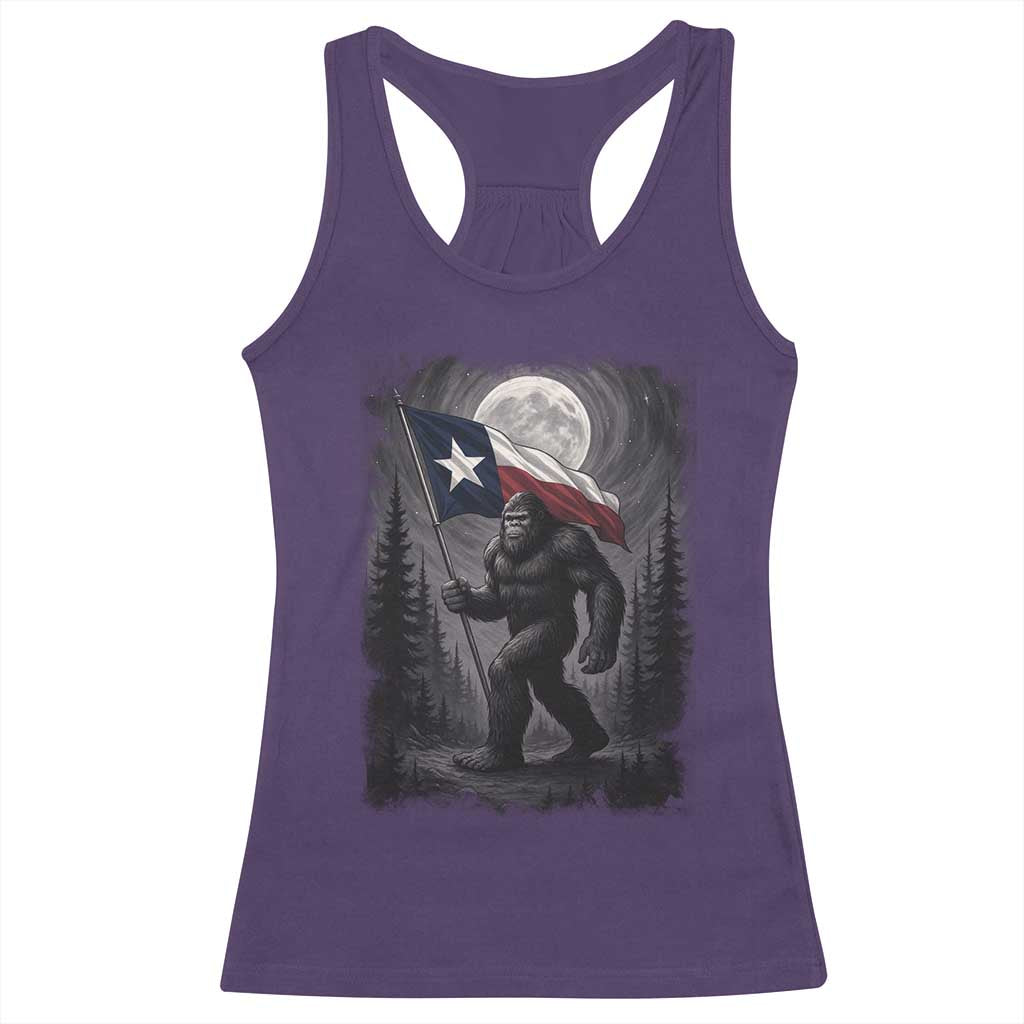 Bigfoot Texas Racerback Tank Top Forest Sasquatch Loves Rock On Hand Texas Flag - Wonder Print Shop