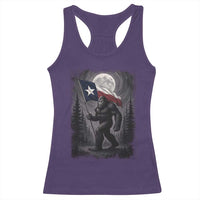 Bigfoot Texas Racerback Tank Top Forest Sasquatch Loves Rock On Hand Texas Flag - Wonder Print Shop