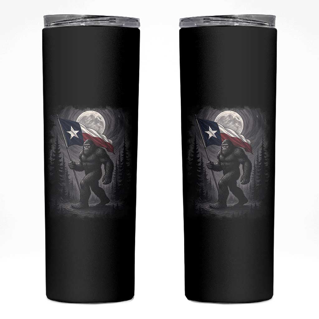 Bigfoot Texas Skinny Tumbler Forest Sasquatch Loves Rock On Hand Texas Flag - Wonder Print Shop