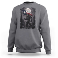 Bigfoot Texas Sweatshirt Forest Sasquatch Loves Rock On Hand Texas Flag - Wonder Print Shop