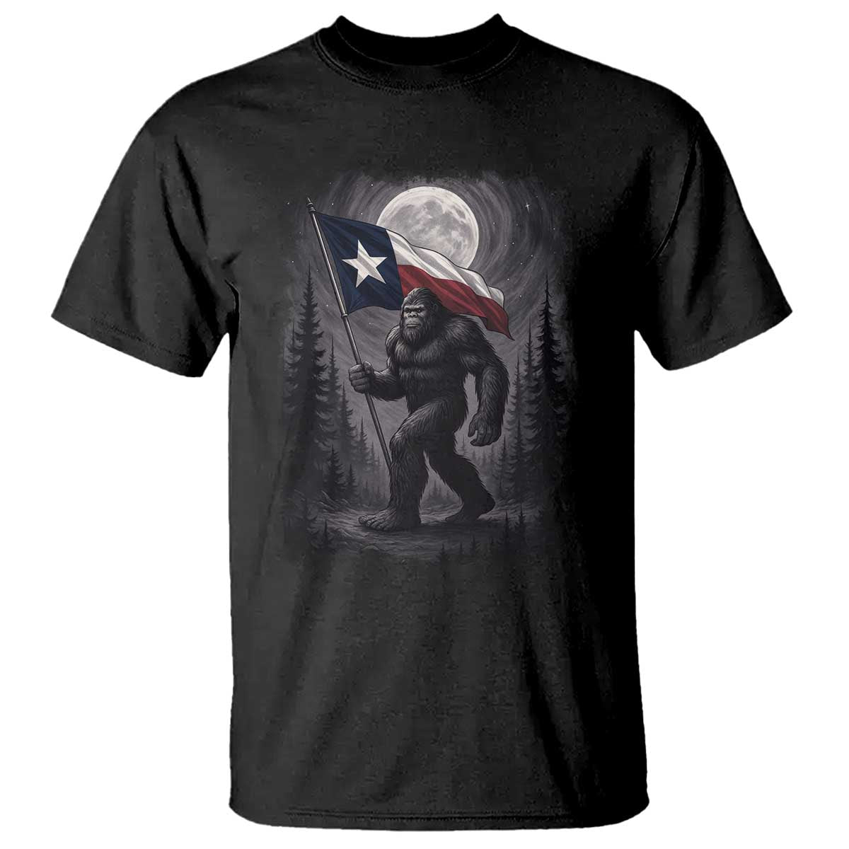Bigfoot Texas T Shirt Forest Sasquatch Loves Rock On Hand Texas Flag - Wonder Print Shop