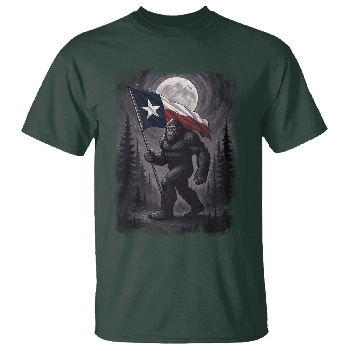 Bigfoot Texas T Shirt Forest Sasquatch Loves Rock On Hand Texas Flag - Wonder Print Shop