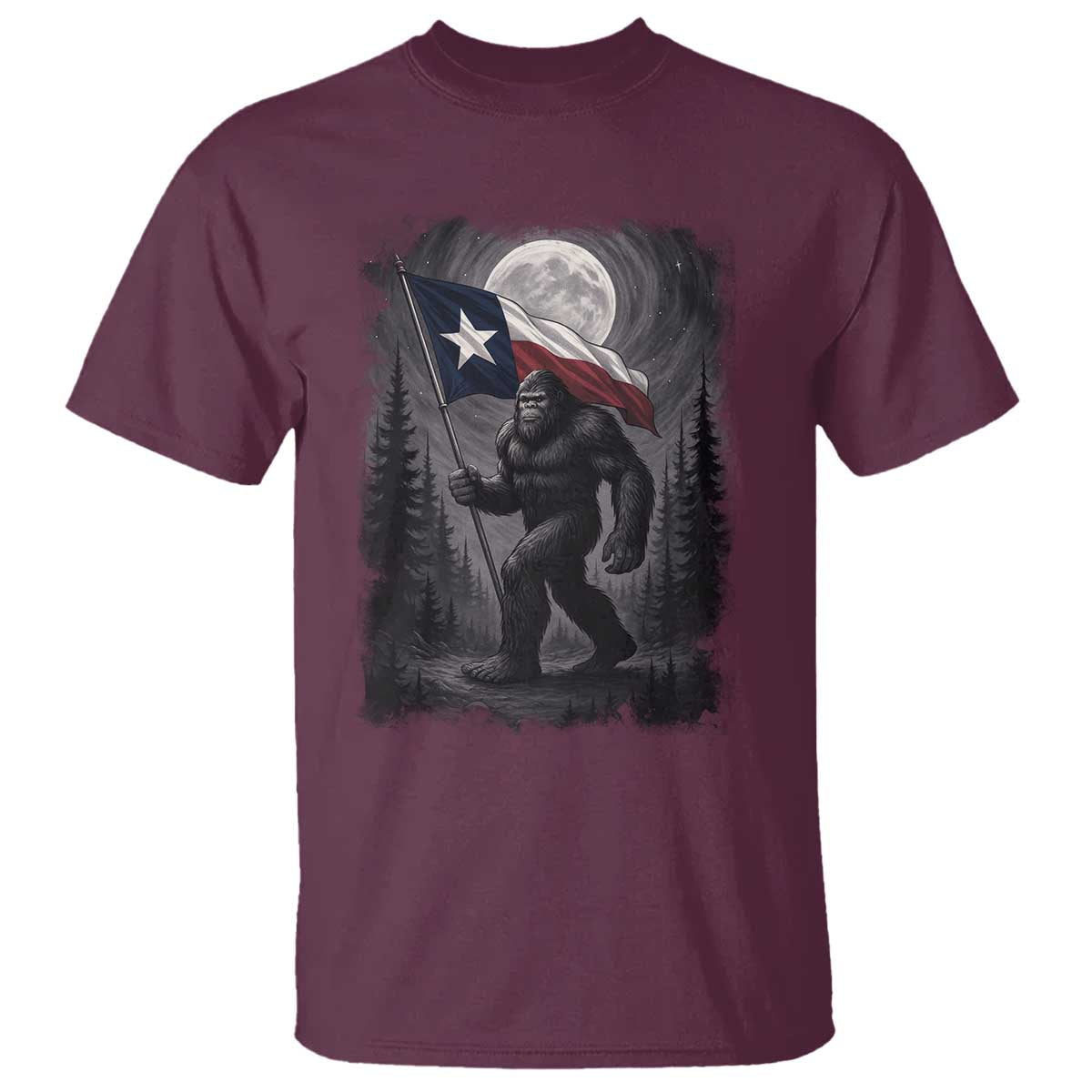 Bigfoot Texas T Shirt Forest Sasquatch Loves Rock On Hand Texas Flag - Wonder Print Shop