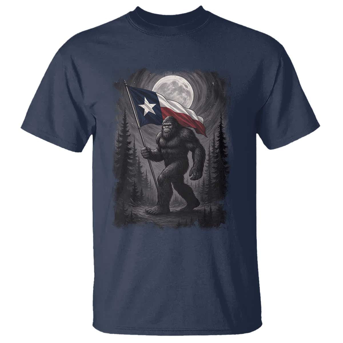 Bigfoot Texas T Shirt Forest Sasquatch Loves Rock On Hand Texas Flag - Wonder Print Shop