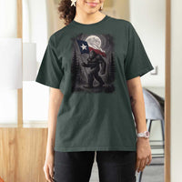 Bigfoot Texas T Shirt For Women Forest Sasquatch Loves Rock On Hand Texas Flag - Wonder Print Shop