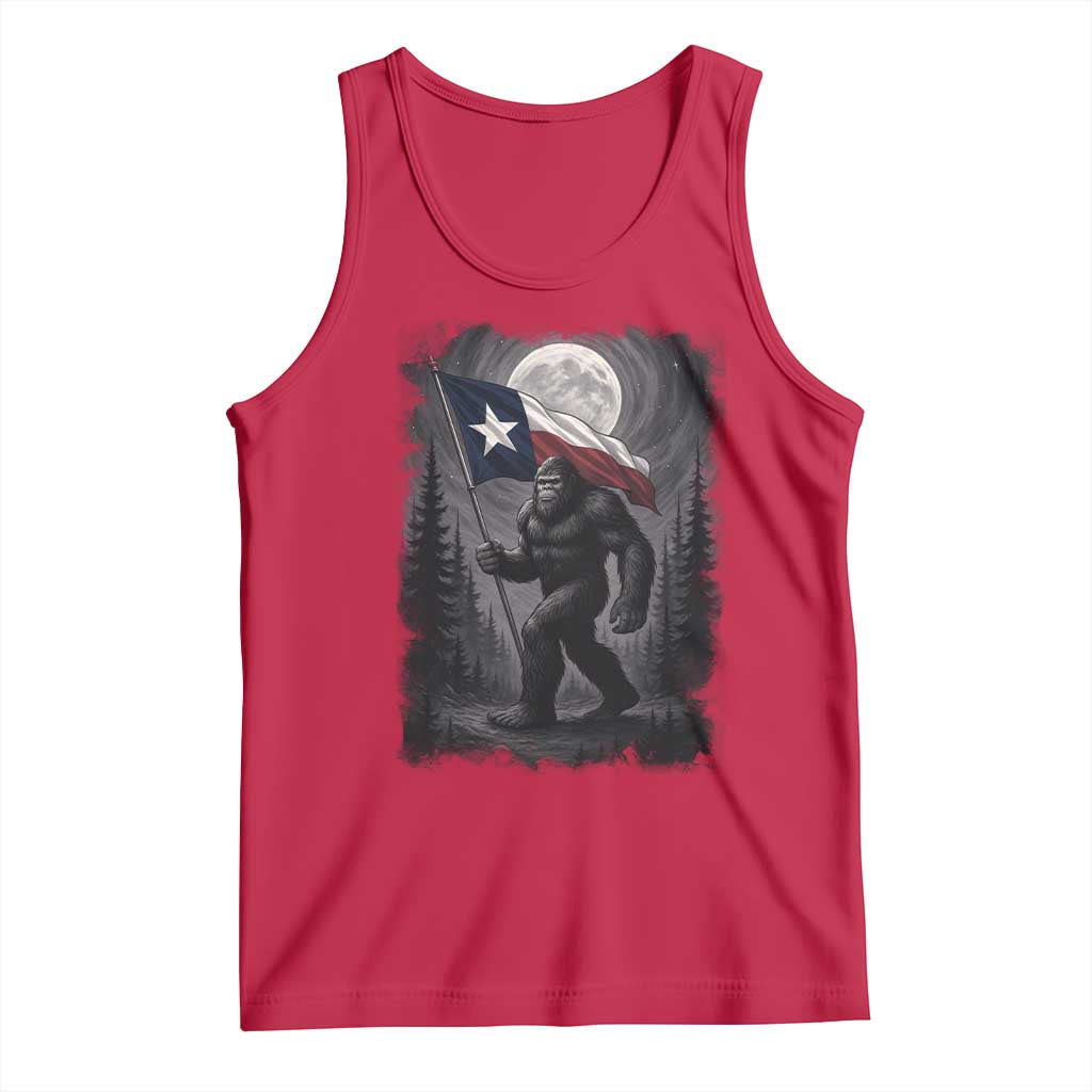 Bigfoot Texas Tank Top Forest Sasquatch Loves Rock On Hand Texas Flag - Wonder Print Shop