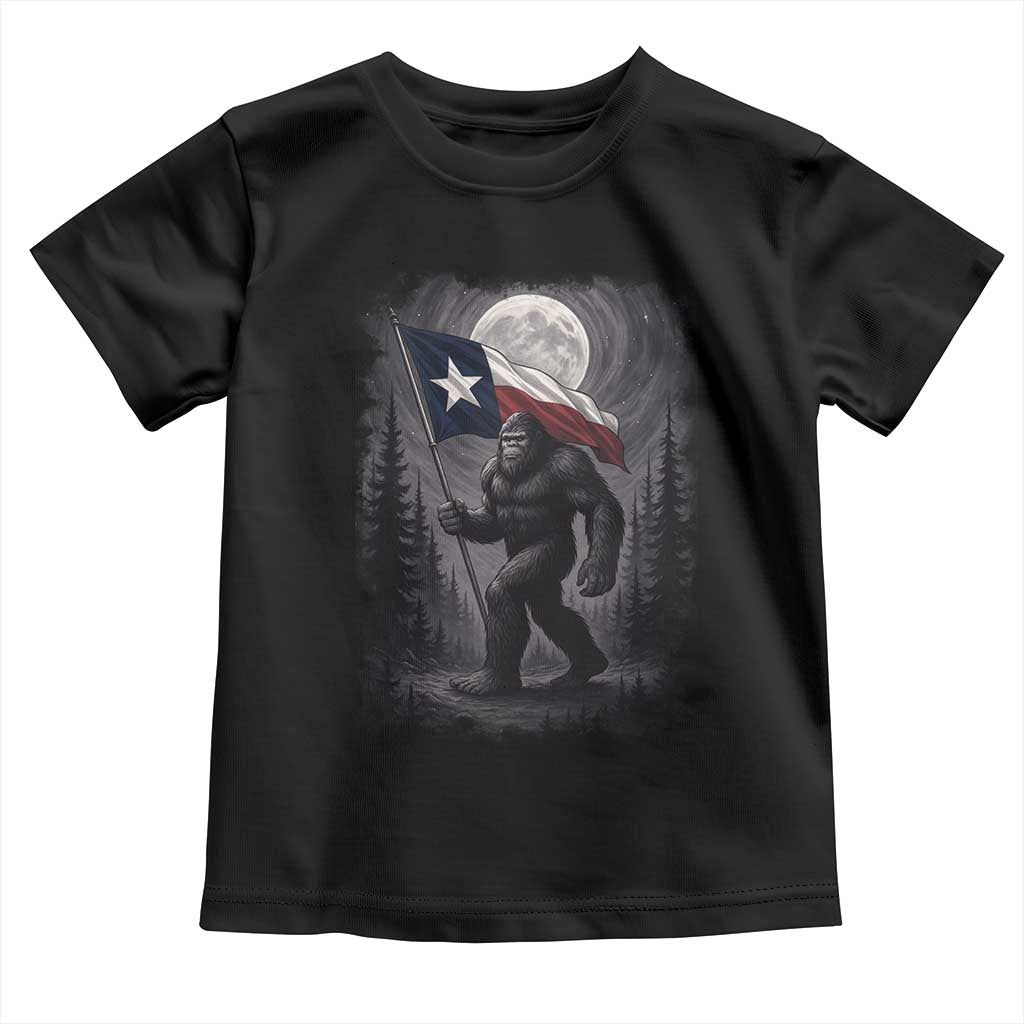 Bigfoot Texas Toddler T Shirt Forest Sasquatch Loves Rock On Hand Texas Flag - Wonder Print Shop