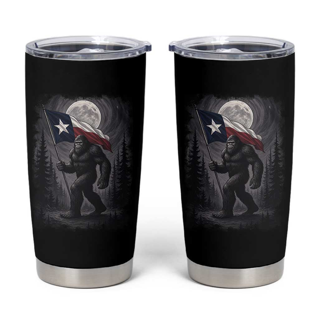 Bigfoot Texas Tumbler Cup Forest Sasquatch Loves Rock On Hand Texas Flag - Wonder Print Shop