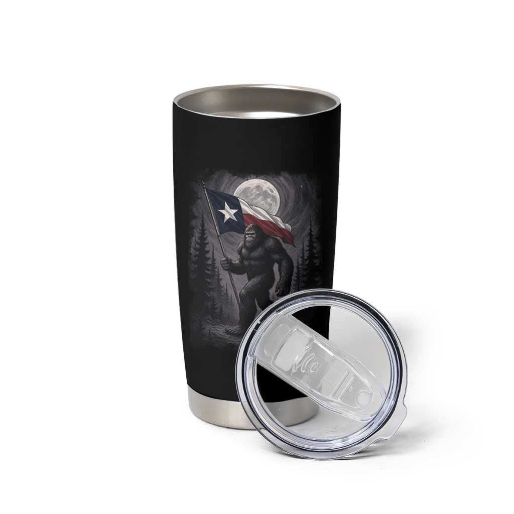 Bigfoot Texas Tumbler Cup Forest Sasquatch Loves Rock On Hand Texas Flag - Wonder Print Shop