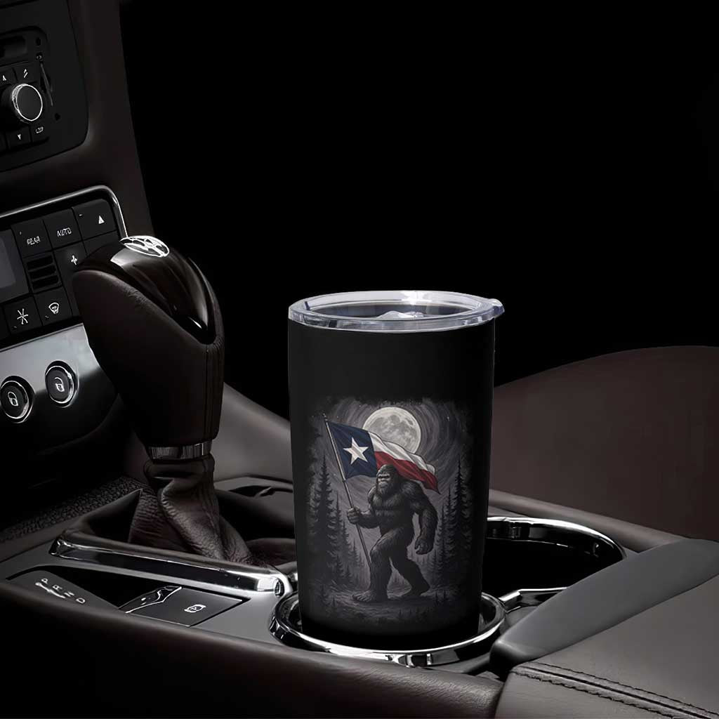 Bigfoot Texas Tumbler Cup Forest Sasquatch Loves Rock On Hand Texas Flag - Wonder Print Shop