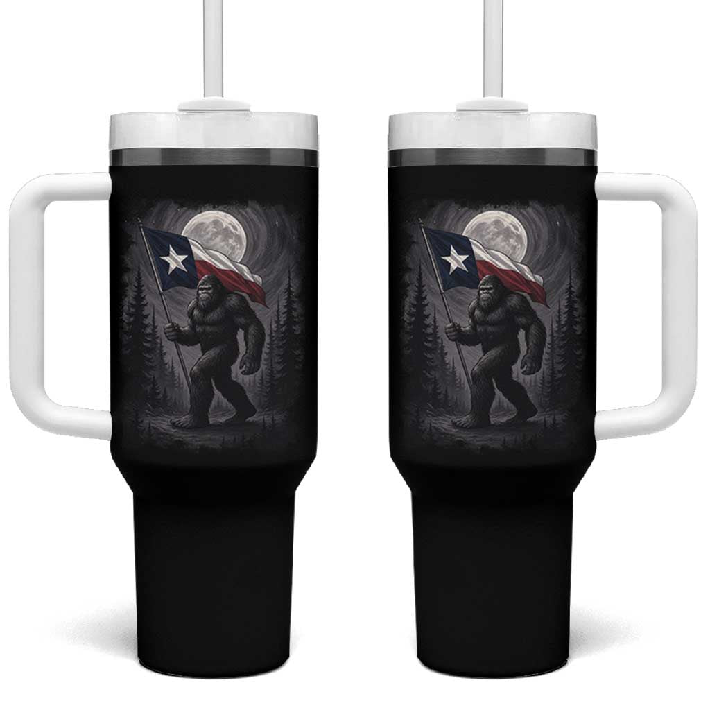 Bigfoot Texas Tumbler With Handle Forest Sasquatch Loves Rock On Hand Texas Flag - Wonder Print Shop
