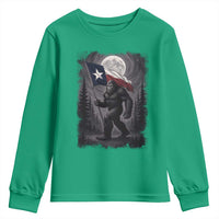 Bigfoot Texas Youth Sweatshirt Forest Sasquatch Loves Rock On Hand Texas Flag - Wonder Print Shop