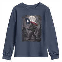 Bigfoot Texas Youth Sweatshirt Forest Sasquatch Loves Rock On Hand Texas Flag - Wonder Print Shop
