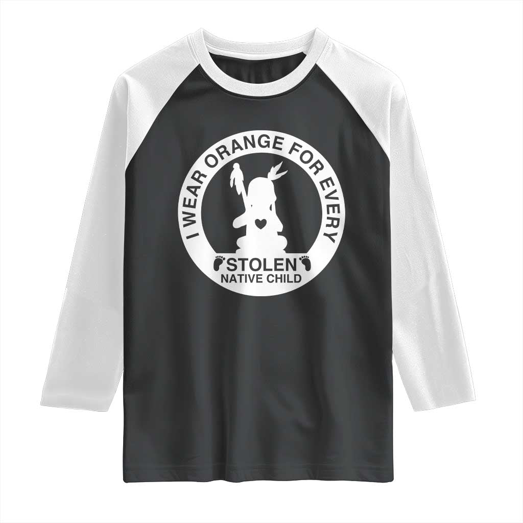 I Wear Orange For Every Stolen American Native Child Raglan Shirt Bring Our Children Home Orange Day - Wonder Print Shop