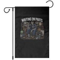 Waiting On Parts HVAC Tech Skeleton Funny Mechanic Graphic Garden Flag