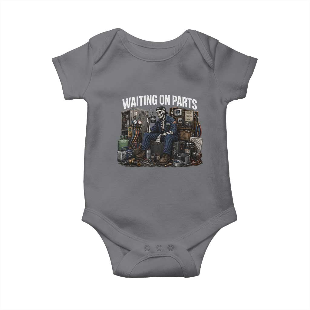 Waiting On Parts HVAC Tech Skeleton Funny Mechanic Graphic Baby Onesie