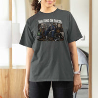 Waiting On Parts HVAC Tech Skeleton Funny Mechanic Graphic T Shirt For Women