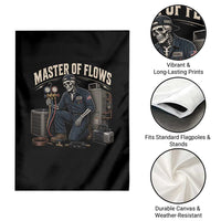 HVAC Tech Skeleton Mechanic Garden Flag Master Of Flows Vintage Distressed Graphic