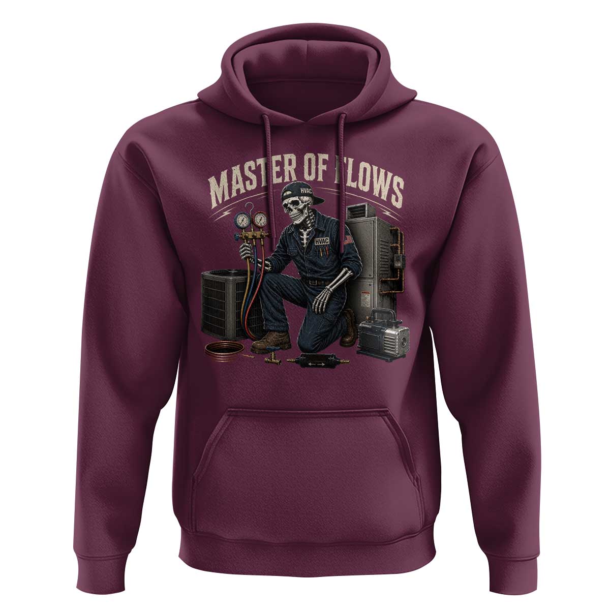 HVAC Tech Skeleton Mechanic Hoodie Master Of Flows Vintage Distressed Graphic