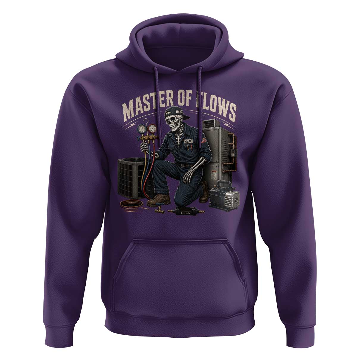 HVAC Tech Skeleton Mechanic Hoodie Master Of Flows Vintage Distressed Graphic