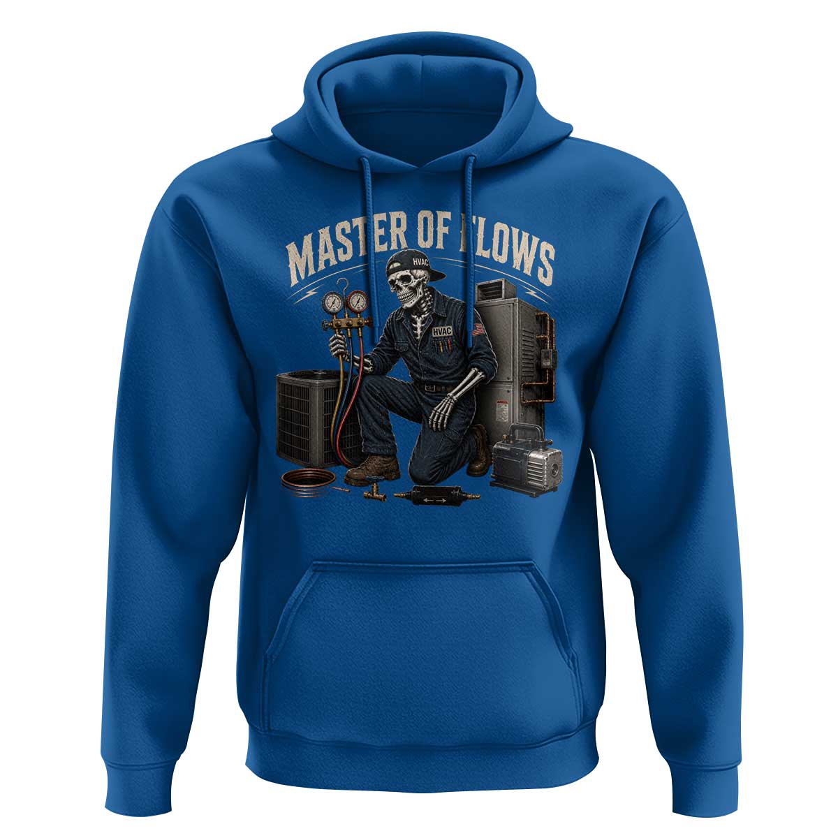 HVAC Tech Skeleton Mechanic Hoodie Master Of Flows Vintage Distressed Graphic