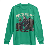 HVAC Tech Skeleton Mechanic Long Sleeve Shirt Master Of Flows Vintage Distressed Graphic