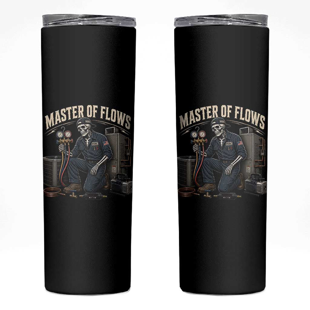 HVAC Tech Skeleton Mechanic Skinny Tumbler Master Of Flows Vintage Distressed Graphic