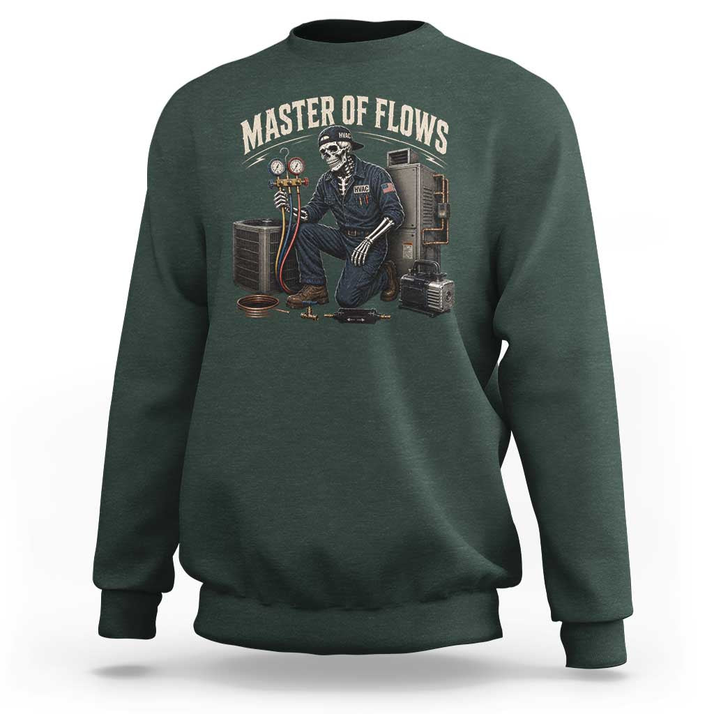 HVAC Tech Skeleton Mechanic Sweatshirt Master Of Flows Vintage Distressed Graphic