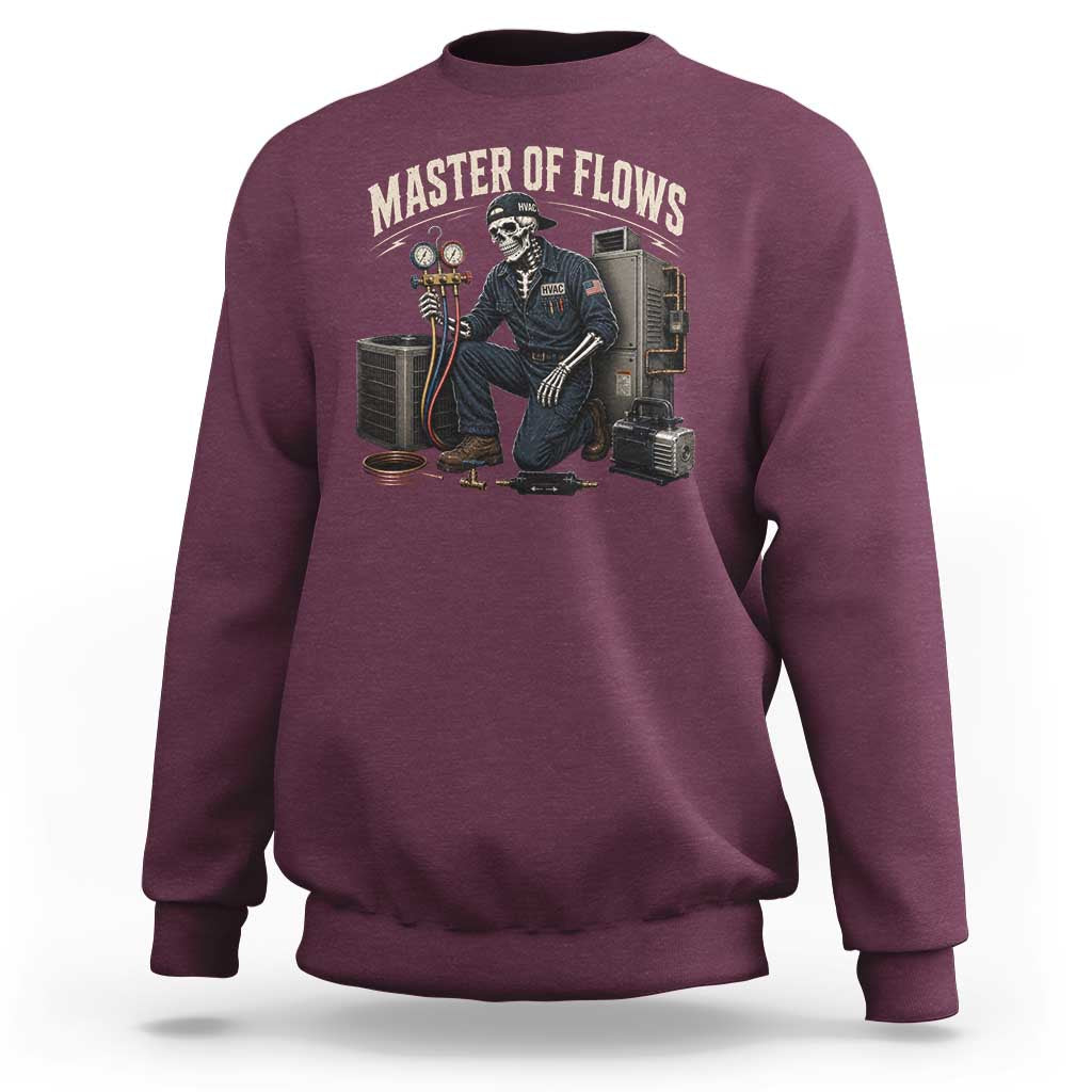 HVAC Tech Skeleton Mechanic Sweatshirt Master Of Flows Vintage Distressed Graphic