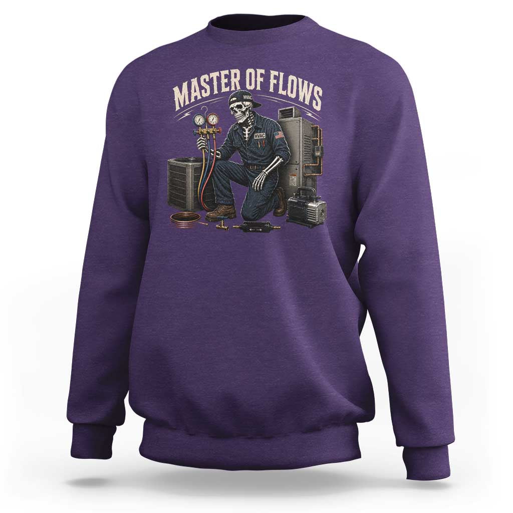 HVAC Tech Skeleton Mechanic Sweatshirt Master Of Flows Vintage Distressed Graphic