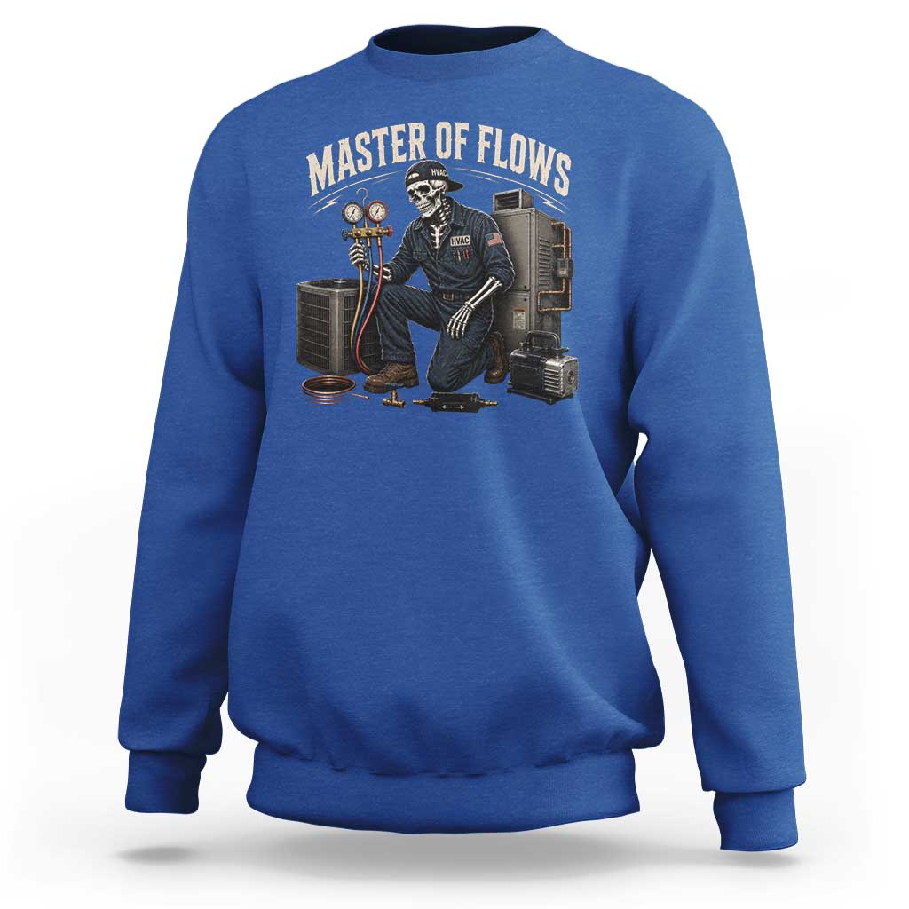 HVAC Tech Skeleton Mechanic Sweatshirt Master Of Flows Vintage Distressed Graphic