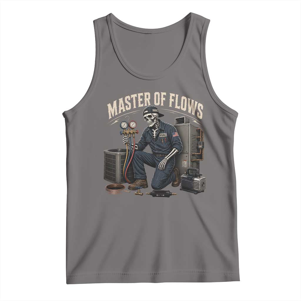 HVAC Tech Skeleton Mechanic Tank Top Master Of Flows Vintage Distressed Graphic