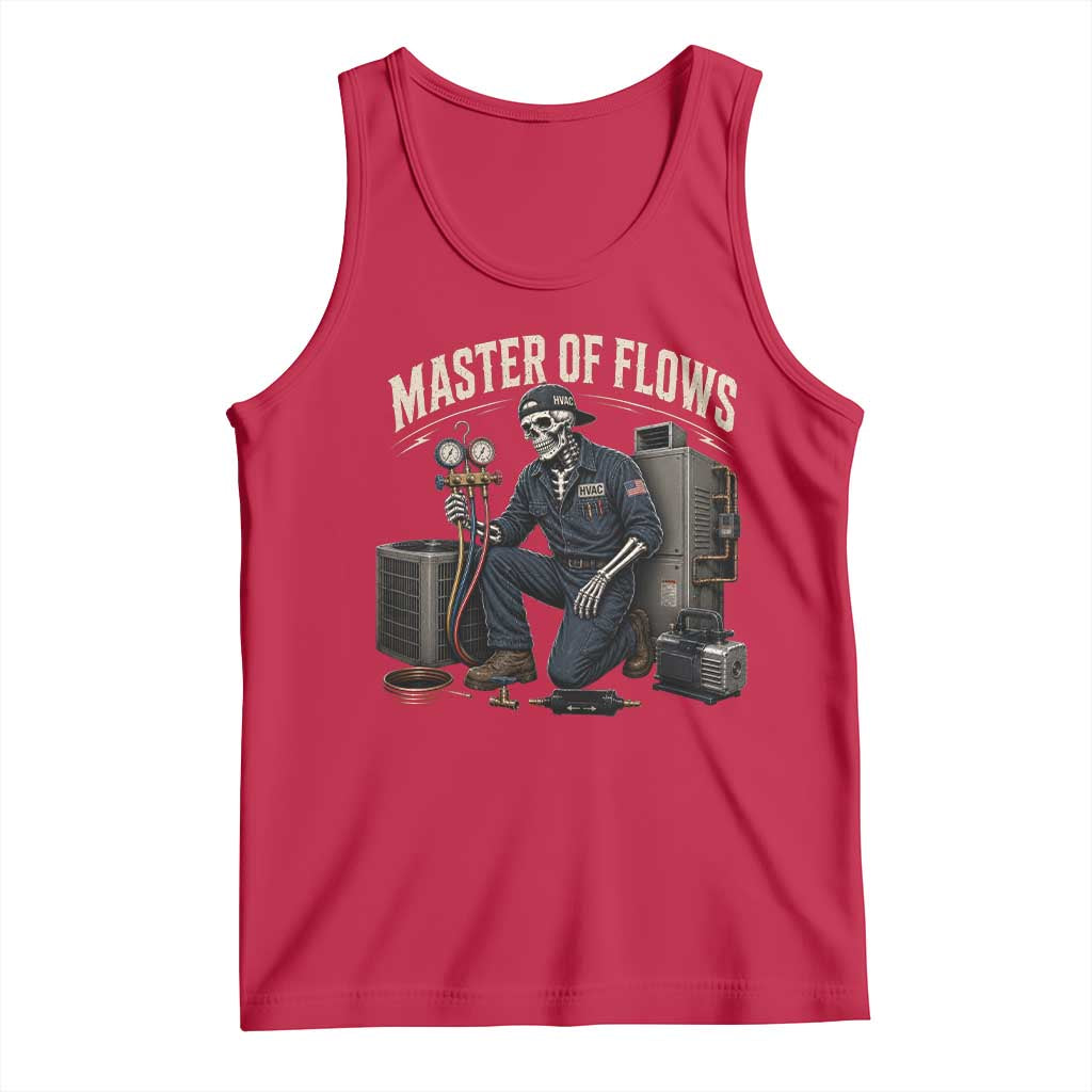 HVAC Tech Skeleton Mechanic Tank Top Master Of Flows Vintage Distressed Graphic