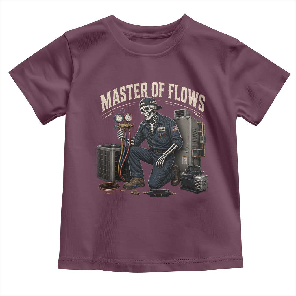 HVAC Tech Skeleton Mechanic Toddler T Shirt Master Of Flows Vintage Distressed Graphic