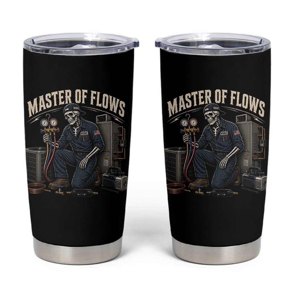 HVAC Tech Skeleton Mechanic Tumbler Cup Master Of Flows Vintage Distressed Graphic
