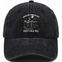 Funny HVAC Technician Graphic Washed Cotton Baseball Cap When The Ladies Get Hot They Call Me
