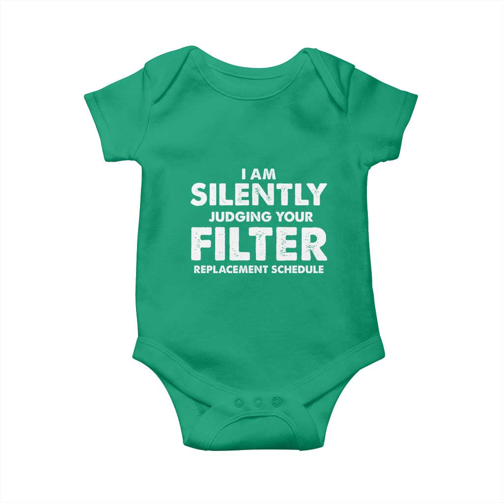 HVAC Tech Graphic Baby Onesie I Am Silently Judging Your Filter Replacement Schedule