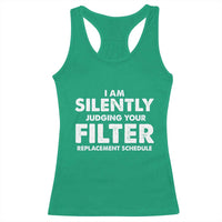 HVAC Tech Graphic Racerback Tank Top I Am Silently Judging Your Filter Replacement Schedule