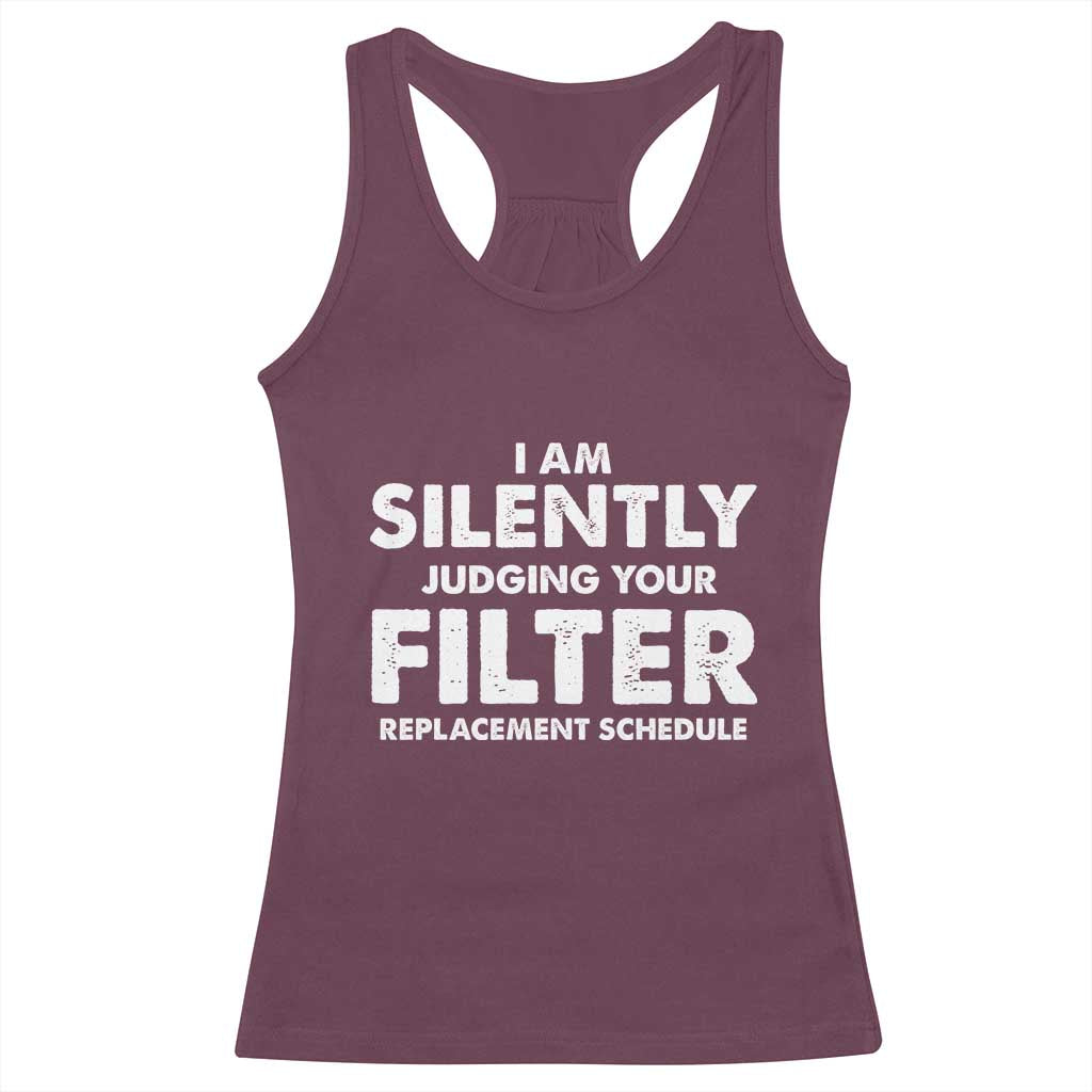 HVAC Tech Graphic Racerback Tank Top I Am Silently Judging Your Filter Replacement Schedule