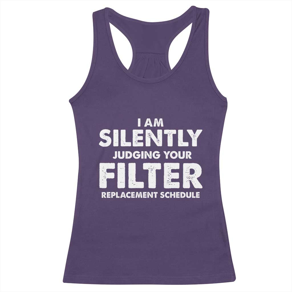 HVAC Tech Graphic Racerback Tank Top I Am Silently Judging Your Filter Replacement Schedule