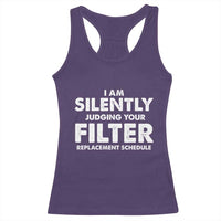 HVAC Tech Graphic Racerback Tank Top I Am Silently Judging Your Filter Replacement Schedule