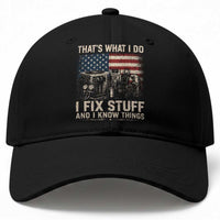HVAC Technician American Flag Baseball Cap I Fix Stuff And I Know Things American Flag