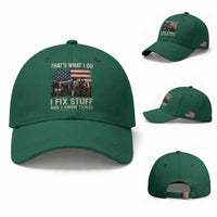 HVAC Technician American Flag Baseball Cap I Fix Stuff And I Know Things American Flag