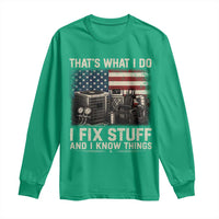 HVAC Technician American Flag Long Sleeve Shirt I Fix Stuff And I Know Things American Flag