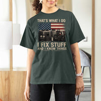 HVAC Technician American Flag T Shirt For Women I Fix Stuff And I Know Things American Flag