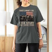 HVAC Technician American Flag T Shirt For Women I Fix Stuff And I Know Things American Flag